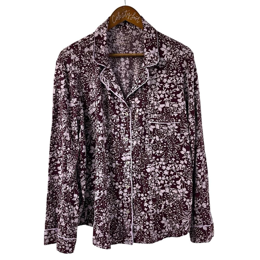 Victorias Secret Pajama Top Long Sleeve Purple XL Button Front